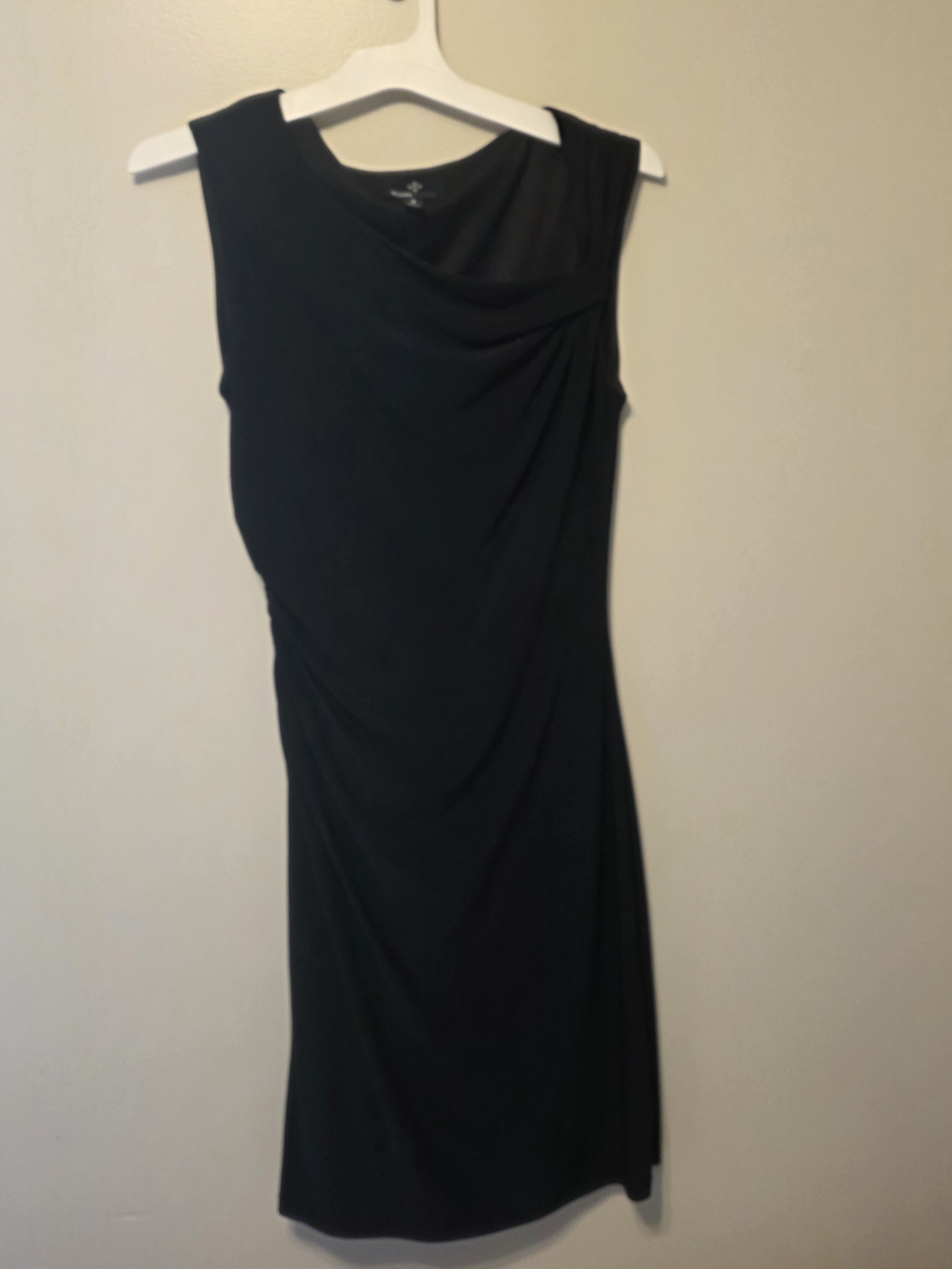 Ronni Nicole Black Sleeveless Draped Sheath Dress
